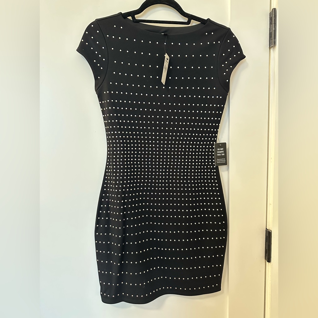 Express Black And White Studded Mini Dress